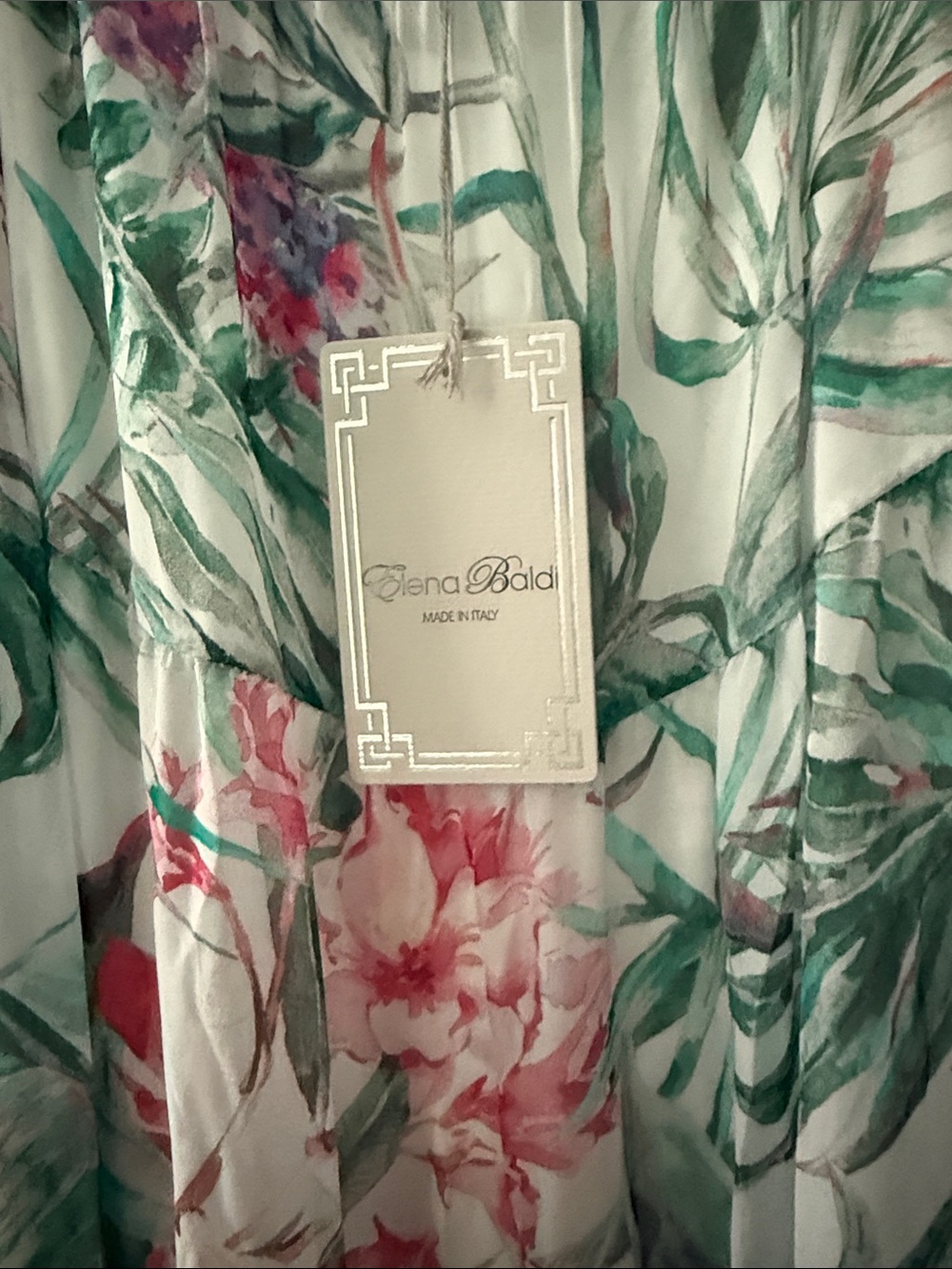 Green & Pink Tropical Print Maxi Dress with Spaghetti Straps - Picture 4 of 5